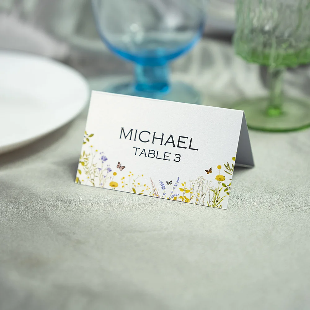 Personalized wedding place cards table number for Outdoor & Garden party guests names cards.
