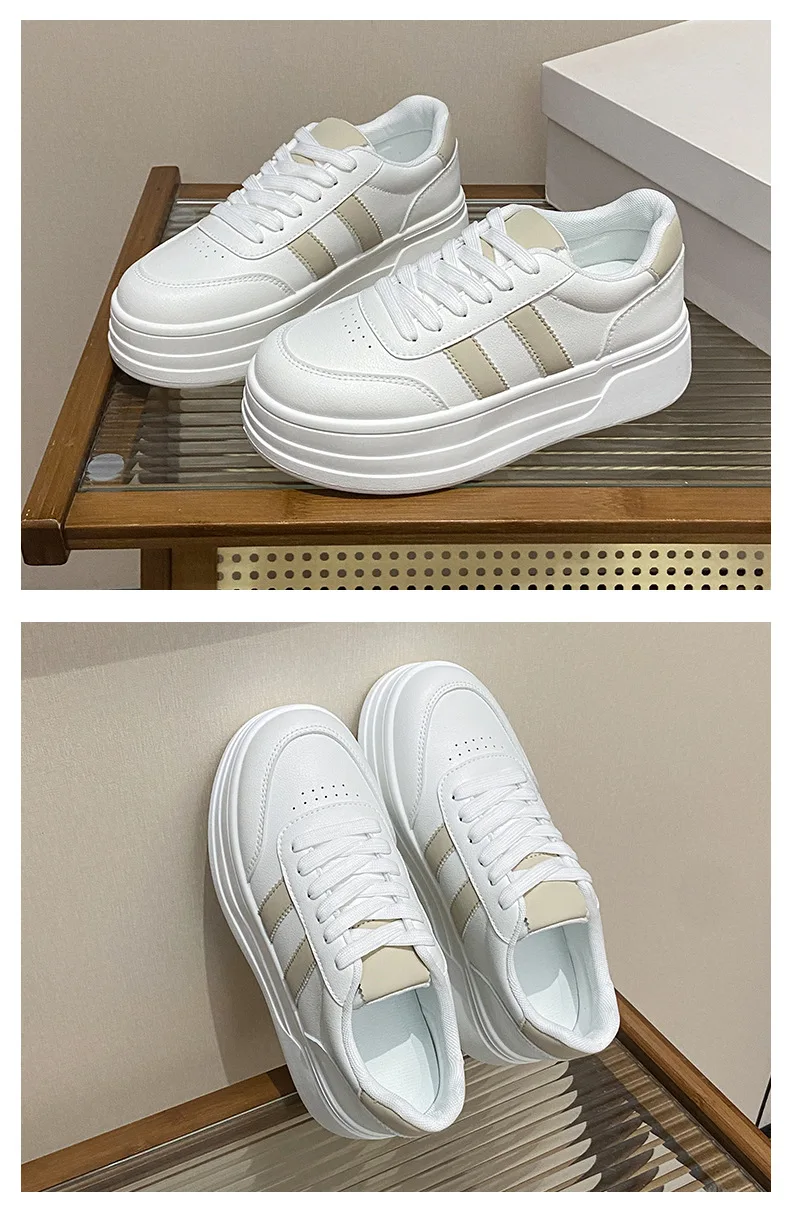 Dames platform sneakers wit met veters en zachte zool_voghion.com