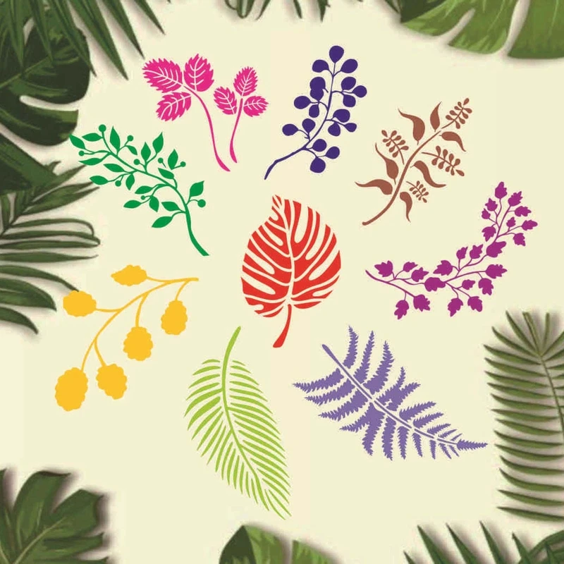 

Artistic Leaf Stencil Paint Template for Art Drawing Card Painting 16Pc