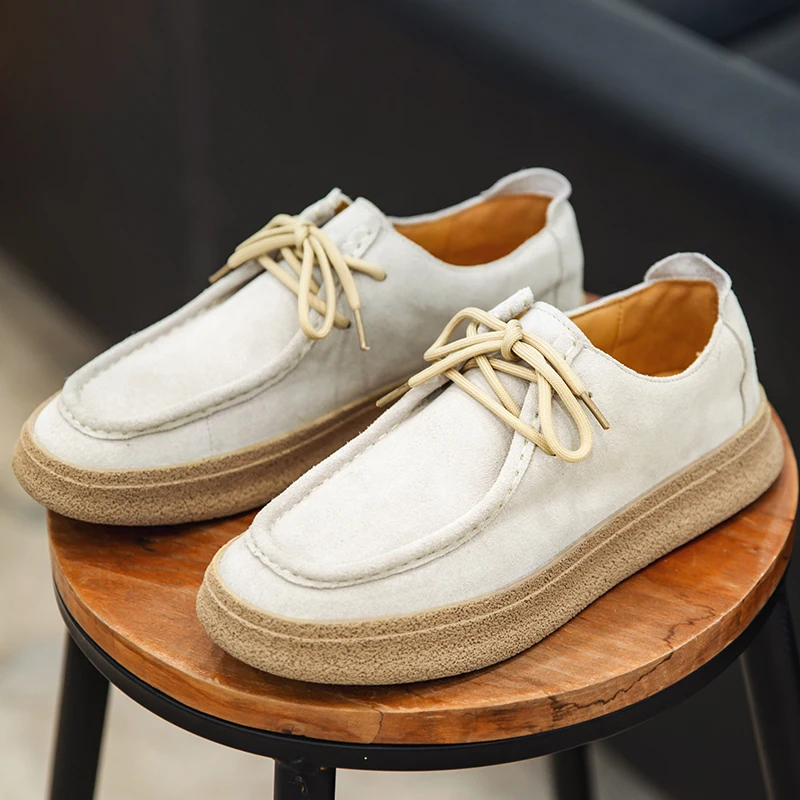 

Мужские повседневные туфли ручной работы, лоферы из воловьей кожи, на шнуровке, дышащие, кроссовки на плоской подошве, в британском стиле, весна-осень