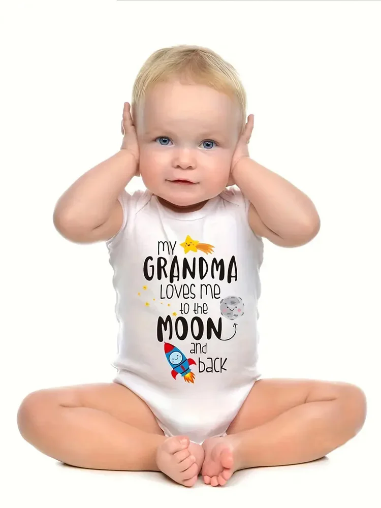 My Grandpa Loves Me To The Moon and Back Cute Letter Printed Newborn Baby Romper Bodysuit Soft and Comfortable Baby Onesie 3 My Grandpa Loves Me To The Moon and Back Cute Letter Printed Newborn Baby Romper Bodysuit Soft and Comfortable Baby Onesie - Image 3