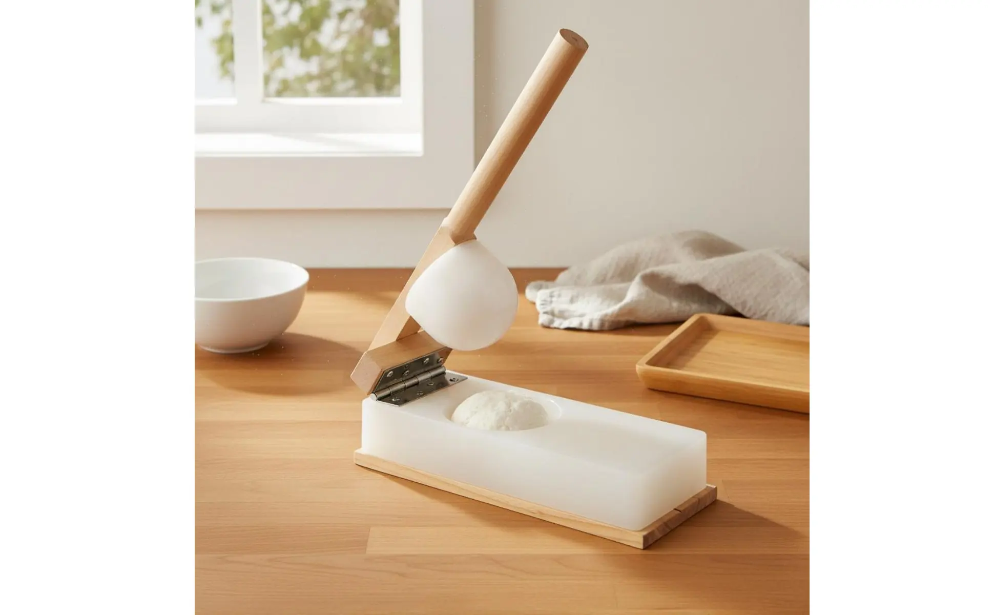 Rice Cake Press Handmade Wooden Paste Press Wooden Paste Flattener Small and Lightweight Dumpling Skin Form for Beginners Rice Cake Press Handmade Wooden Paste Press Wooden Paste Flattener Small and Lightweight Dumpling Skin Form for Beginners