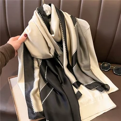 Luxury Brand 2023 Silk Scarf for Women Fashion Print Shawl Wraps Neckerchief Lady Stoles Bandana Foulard Echarpe 180x90cm