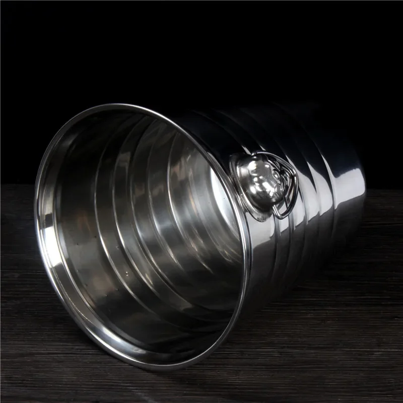 3L 5L 7L Stainless Steel Bar Ice Bucket Two Handles Champagne Bucket Wine Spit Wine Barrel Container Ktv Club Supplies
