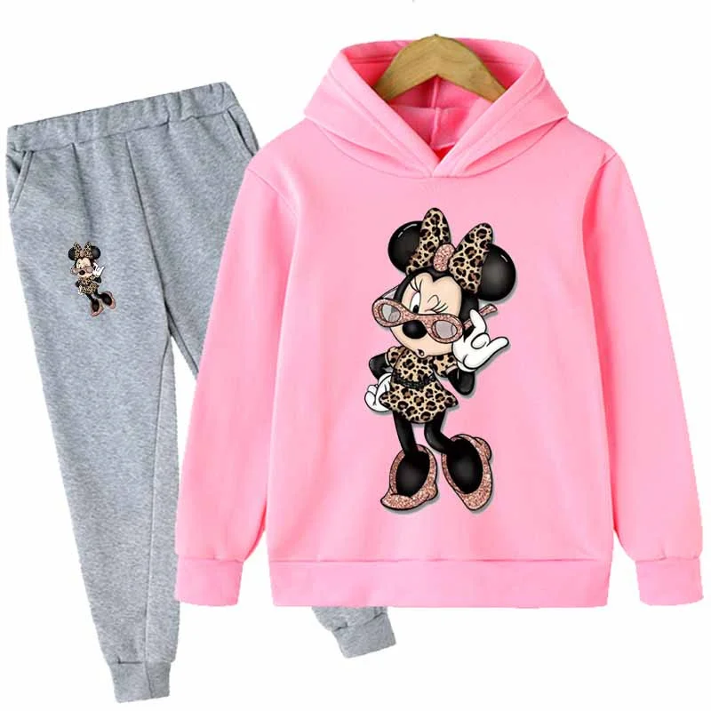Mickey Mouse Hoodie Kids Clothes Girls Teen Boys Autumn Hoodies For Children Disney Clothing Sets Kawaii Minnie Sweatshirts