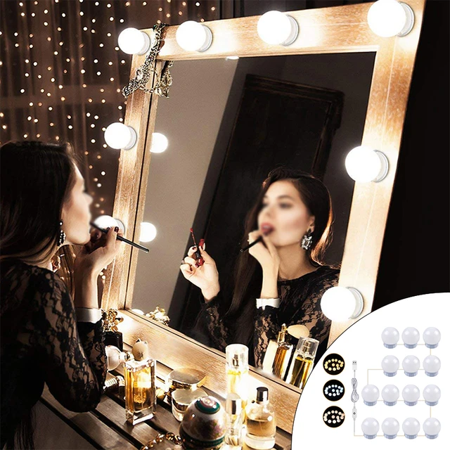 Ampoules LED pour miroir de maquillage, câble USB, lumières pour