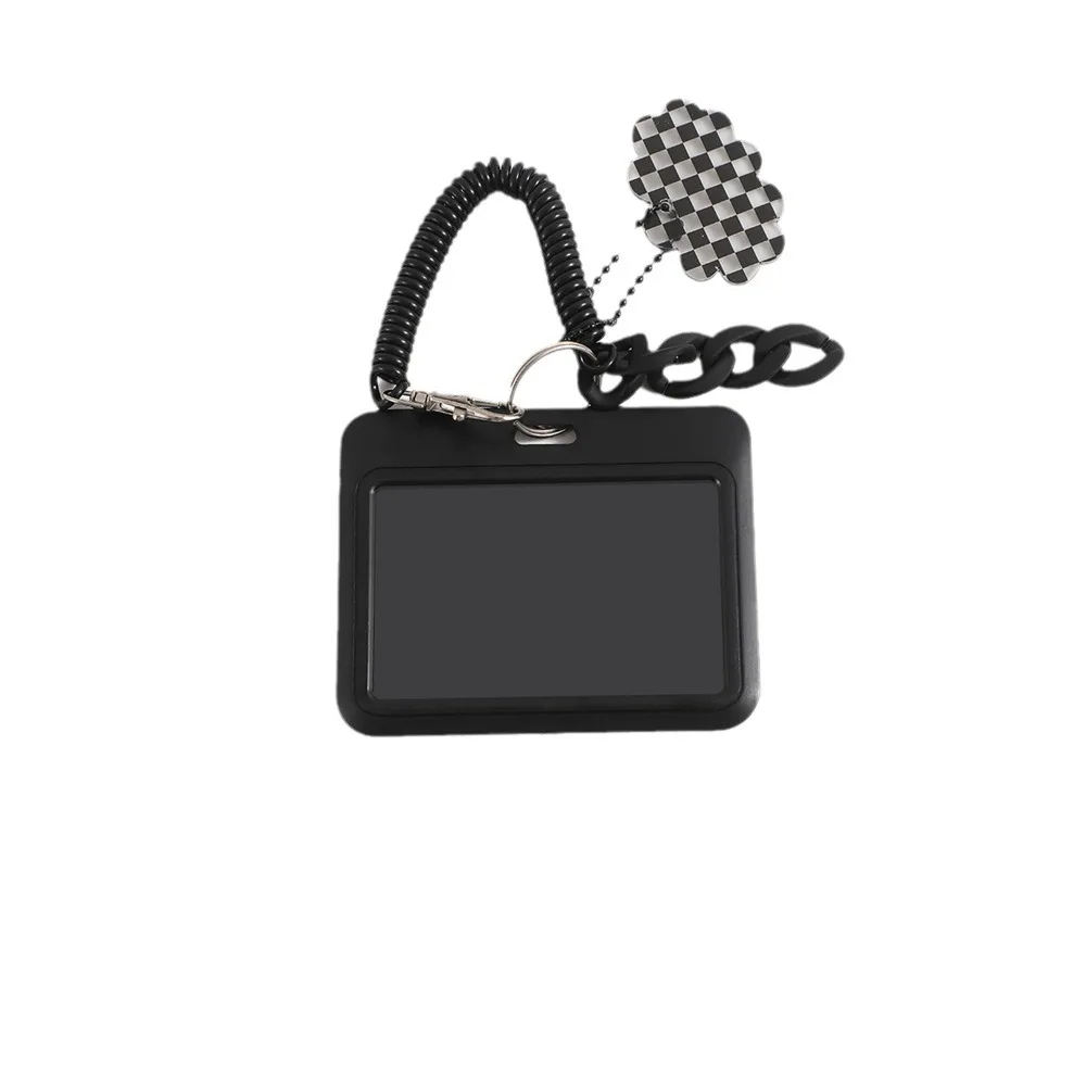 Streamlined Black Student ID Card Holder with Anti-Loss Protective Cover and Backpack Pendant Attachment