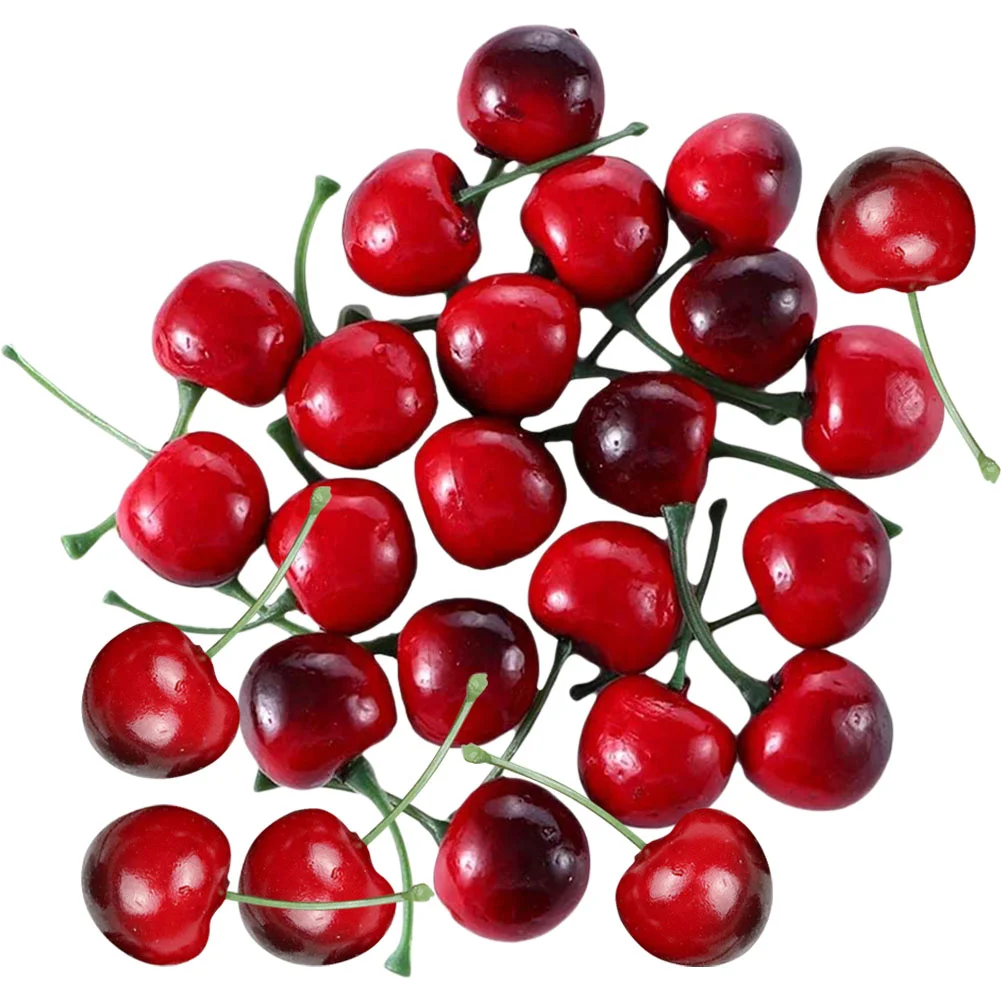 40 Pcs Decorations Fake Fruit Prop Model Cherry Artificial Fruits Plastic Ornament Simulation