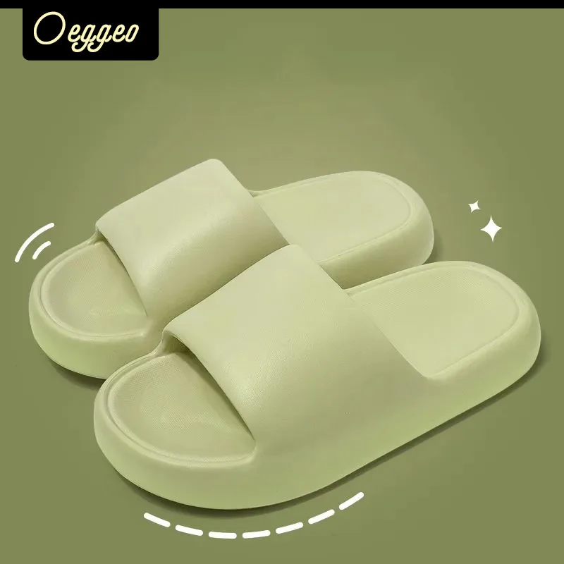 

oeggeo men and women thick-soled home slippers summer new indoor bathroom non-skid extra soft couples slippers