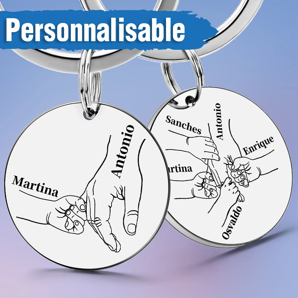 Porte-clés personnalisé nom personnalisé fête des mères du père Papa maman porte-clés anneaux pour pendentif de voiture cadeaux d'amour P026S