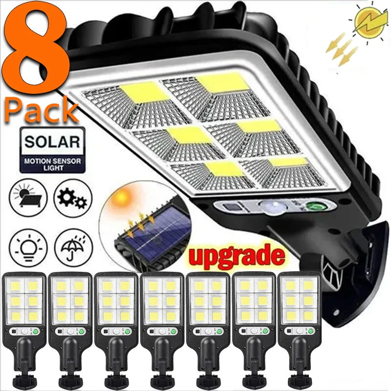 Solar Street Lights Outdoor, Solar Lamp With 3 Light Mode Waterproof Motion Sensor Security Lighting for Garden Patio Path Yard