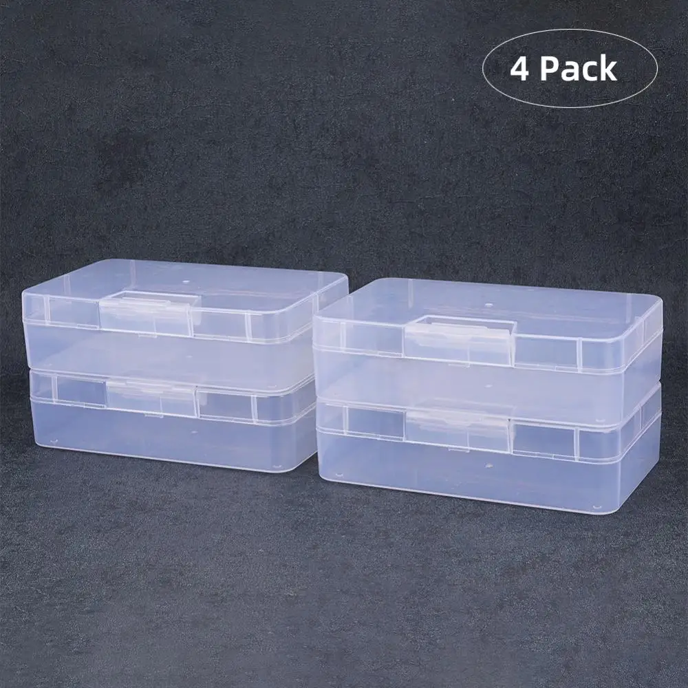 4 Pack Rectangle Transparent Plastic Jewelry Storage Containers for Earrings Rings Beads Collecting Parts Organizer Boxes