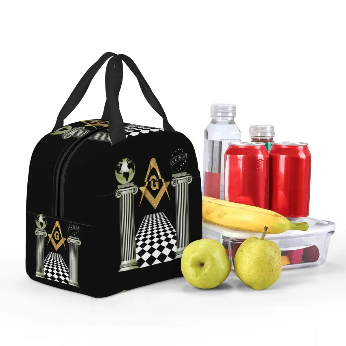 Masonic Mason Freemason Lunch Bag Leakproof Thermal Cooler Insulated Bento Box Work School Picnic Travel Food Tote Bags