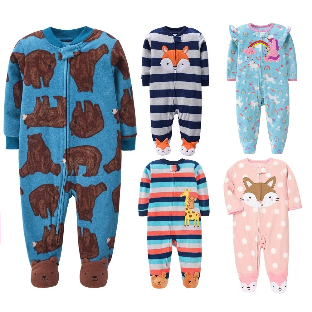 NewbornInfantBabyRompersWinterSpringFleeceWarmAnimalBabyBoysGirlSleepsuitAnimal