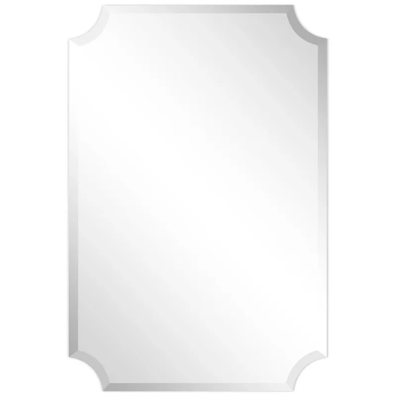 

Empire Art Direct Frameless Rectangle Scalloped Beveled Wall Mirror, 24" x 36", Ready to Hang