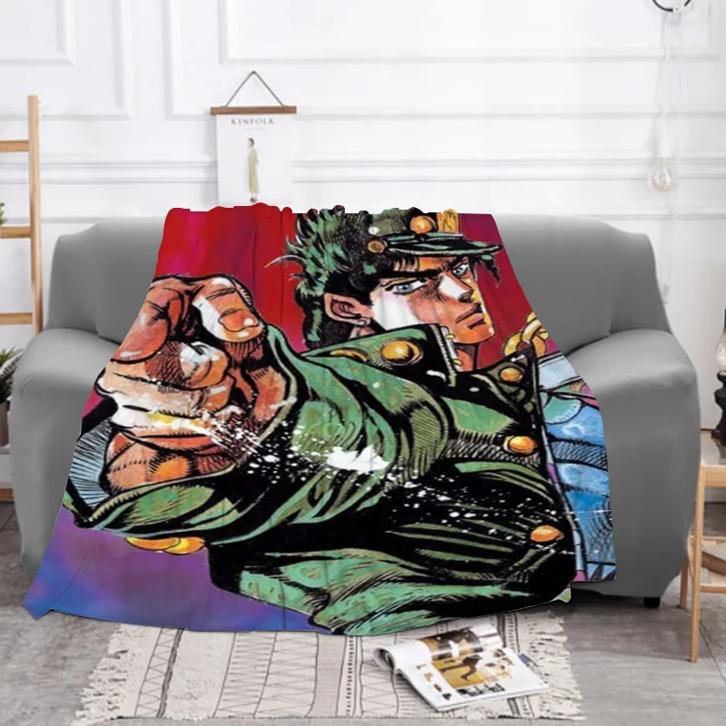 

3D Printing Anime J-JoJos Bizarre Adventure Furry Machine Washable Fleece Blanket Sofa Winter Bed Blankets & Throws Throw Baby