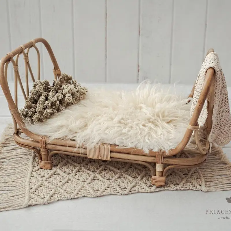 

Newborn Photography Props Furniture Retro Rattan Round Basket Bebe Photo Accesories Recien Baby Girl Boy Posing Bed Background
