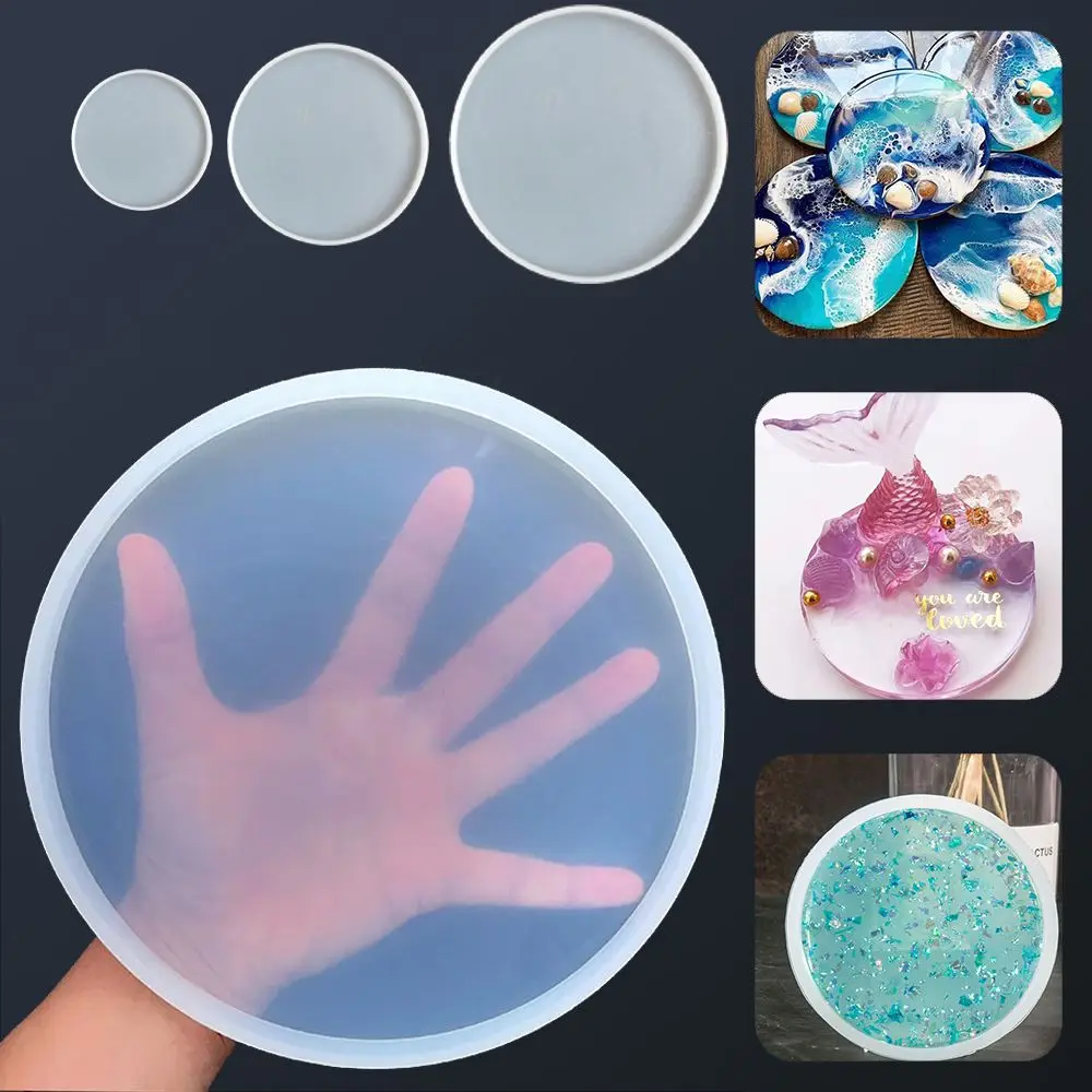 Silicone Mold Transparent Fluid Arts Round Coaster Resin Casting Molds Silicone Epoxy Jewelry Pendant Agate Making Mould Tool DIY Accessories