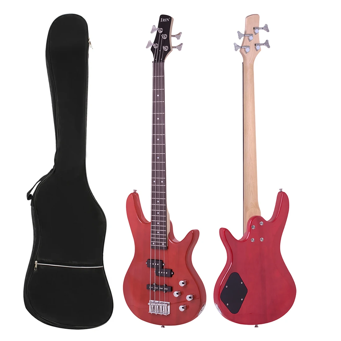 IRIN Electric Bass Guitar Wine Red Basswood Body Maple Neck Guitar 4 Strings Guitarra with Bag Tuner Effect Pedal Capo Pick Part