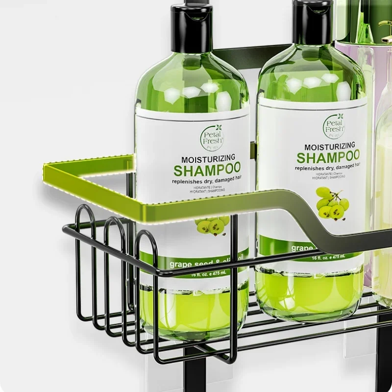 Drill-Free Bathroom Shelf Over Door Hanging Organizer Wall-Mounted Basket Rack Multi-Layer Shower Room Storage Shelf for Toilet 5