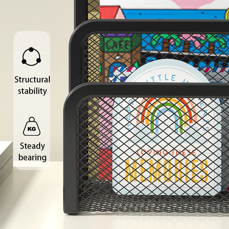 Desk Mail Organizer, 2 Pack Office Small Letter Sorter Desktop File Organizer Metal Mesh with 3 Vertical Upright Compartments 4
