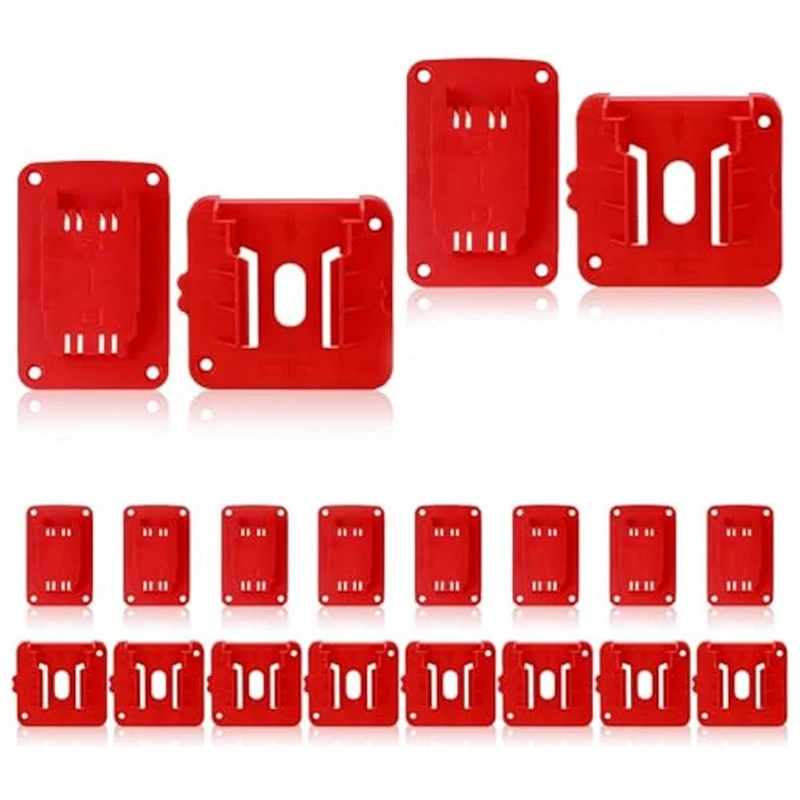 

10Pcs Battery Base And Tool Holder Drill Tool Wall Mount Batteries Storage Battery Mounts Dock Holder For Power Tool-Red