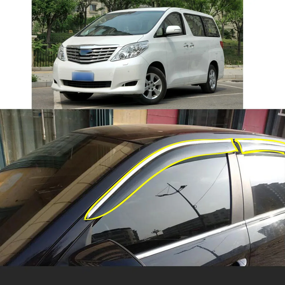 

Car Sticker Plastic Window Glass Wind Visor Rain/Sun Guard Vent For For Toyota Alphard Vellfire 2009-2010 2011-2012 2013 2014