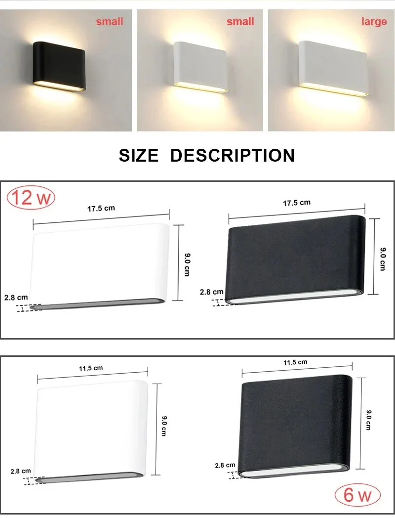 Wall Light Waterproof Outdoor Wall Lamp LED Modern Lighting Fixtures Minimalist Indoor Outdoor Bedroom Balcony Porch Garden Deco Wall Light