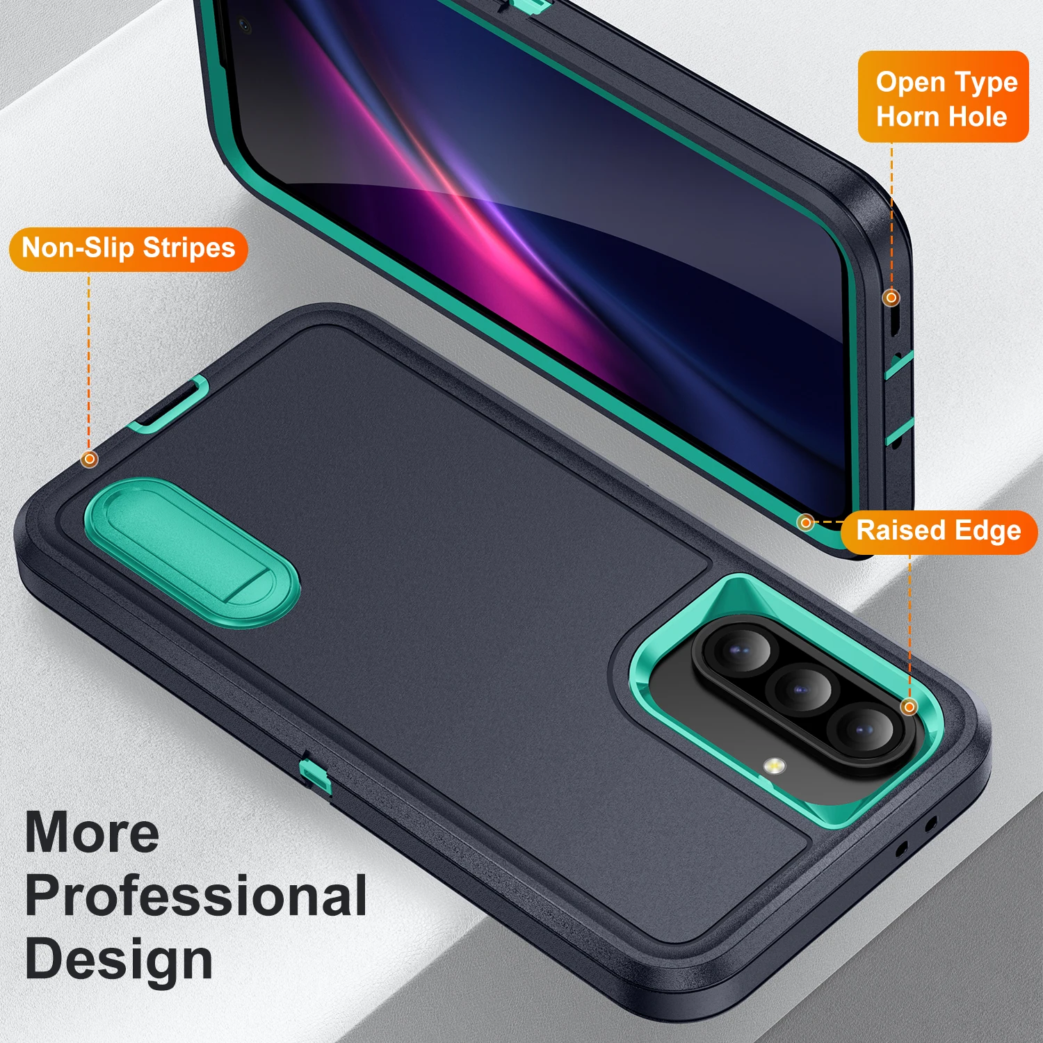 Triple Protection Heavy Armor Shockproof Phone Case with Hard Plastic Frame and Soft TPU Back Cover