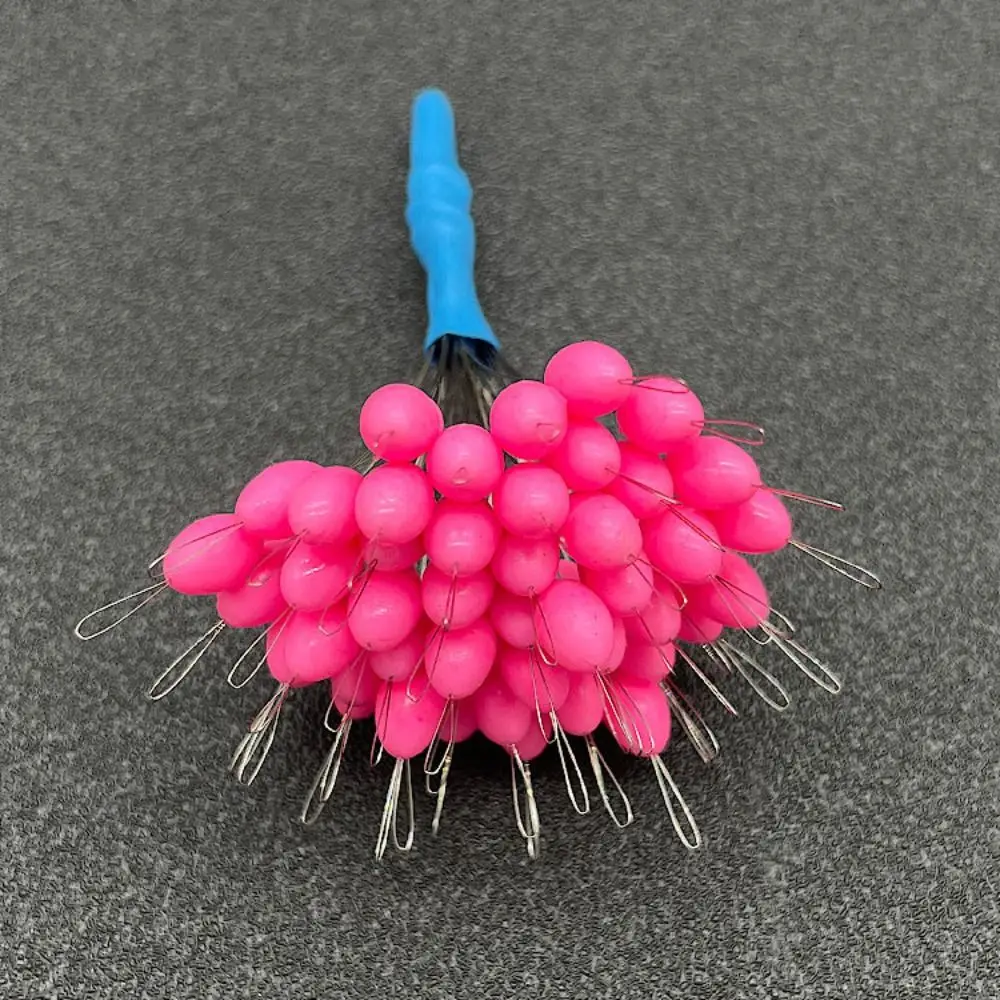 50pcs/lot Pink Float Silicone Rubber Stopper S  L Fishing Bobber Stopper Float Cylindrical Space Bean Fish Line Accessories