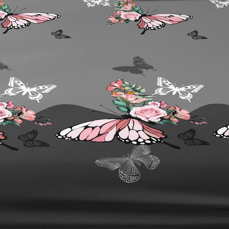 1 rose butterfly patterned frosted bedsheet, printed bed cover for bedroom, bedding (excluding pillowcases) 6