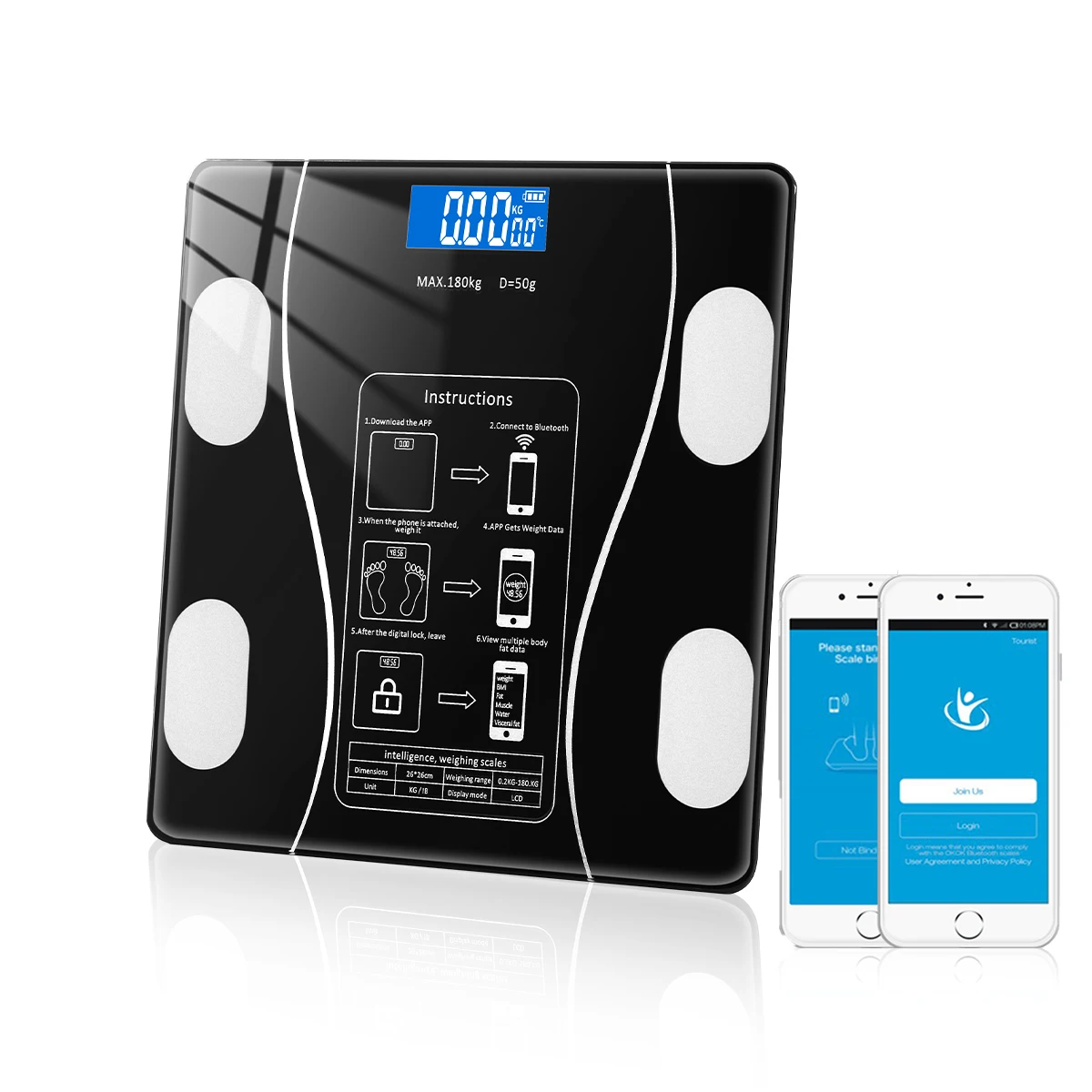 Bluetooth Body Fat Scale Smart Bathroom Scales Wireless Digital Weight  Scale Body Composition Analyzer Weighing Scale