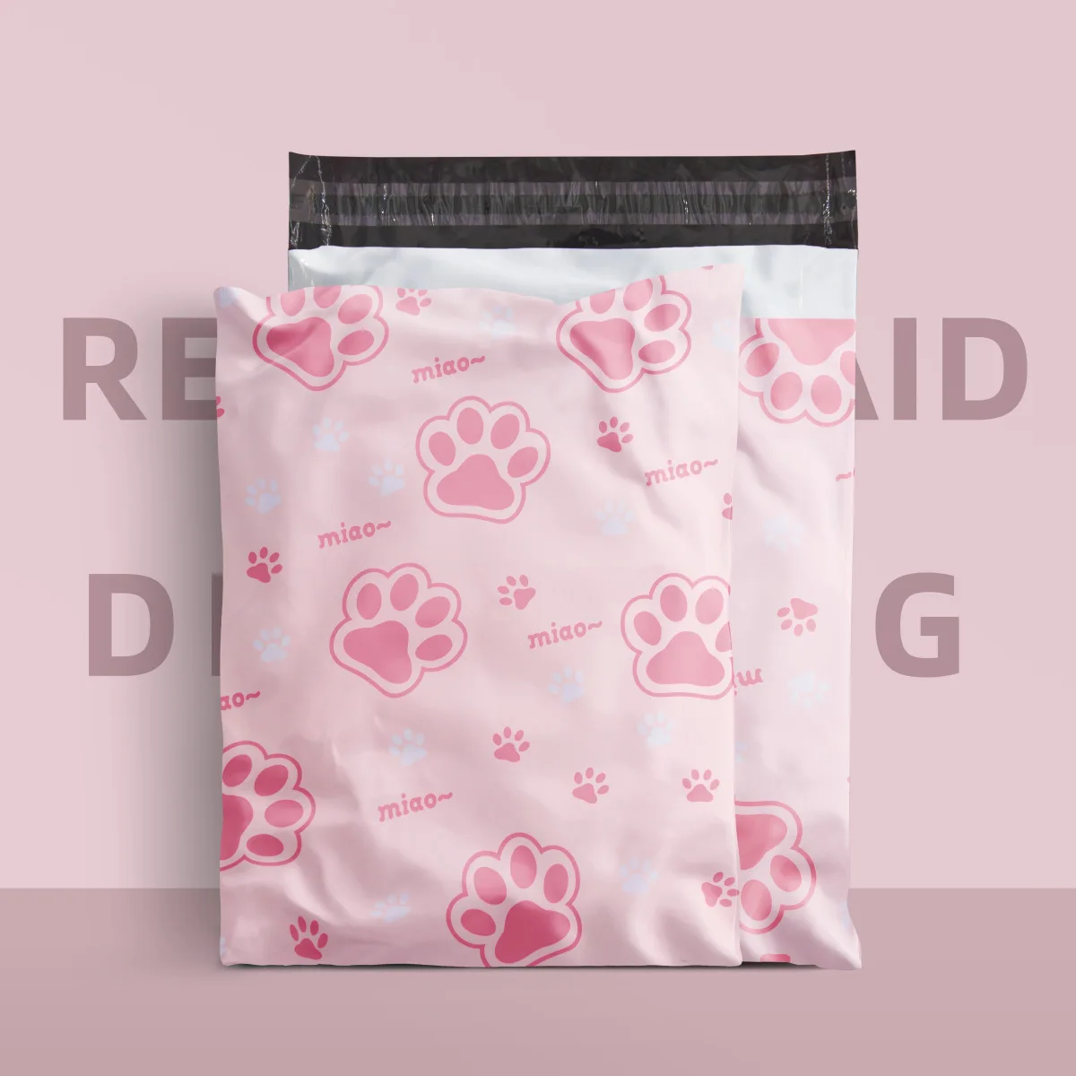 10x13 inches Pink Poly Mailer Cat Claw Print Courier Storage Bag Self Seal Express Packing Bag Waterproof Mailing Envelope 10Pcs