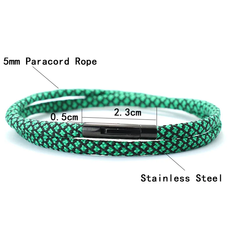 Stainless Steel Paracord Rope Bracelet for Men Camping Survival