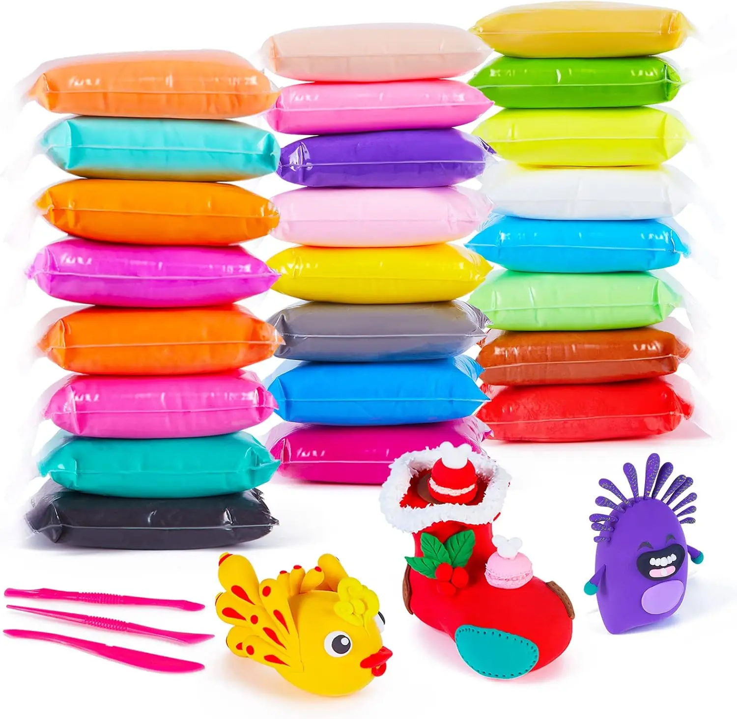 15530-ce2740.jpg 24 color Air Dry Clay - Handmade Modeling No-Bake No Mess - Magic Foam Clay