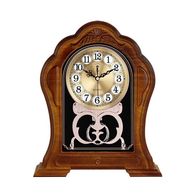 

Nordic Style Retro Clock Creative Living Room Solid Wood Clock Desk Clocks Bedroom Silent Table Watch Decoration