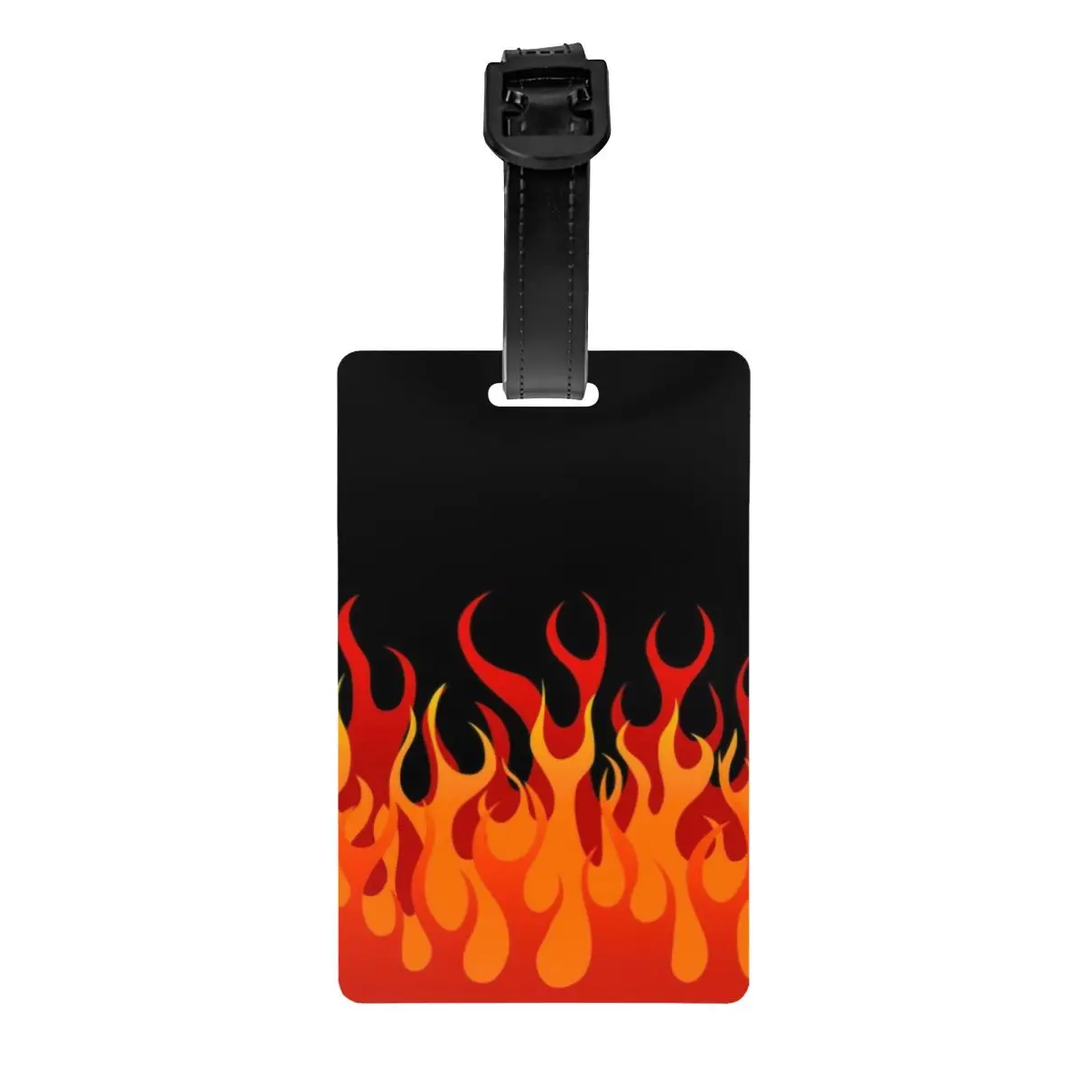 

Custom Hot Fire Red Flames Luggage Tag With Name Card Vintage Aesthetic Pop Art Privacy Cover ID Label for Travel Bag Suitcase