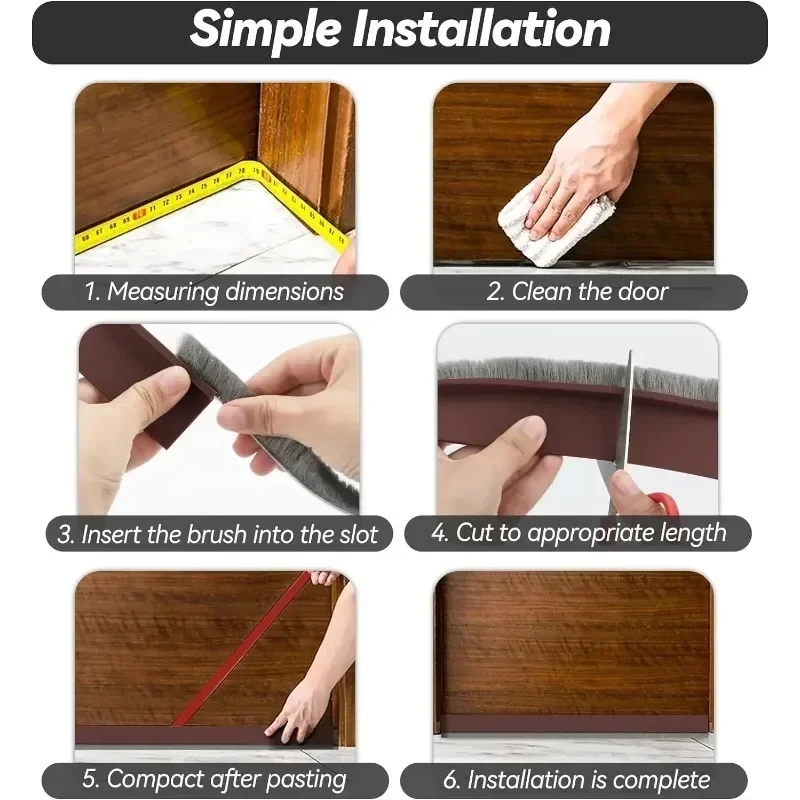 Door Seal Strip Rubber Door Sweep Reduce Noise Breeze Blocker Insect Proof Dust Proof Sound Seal