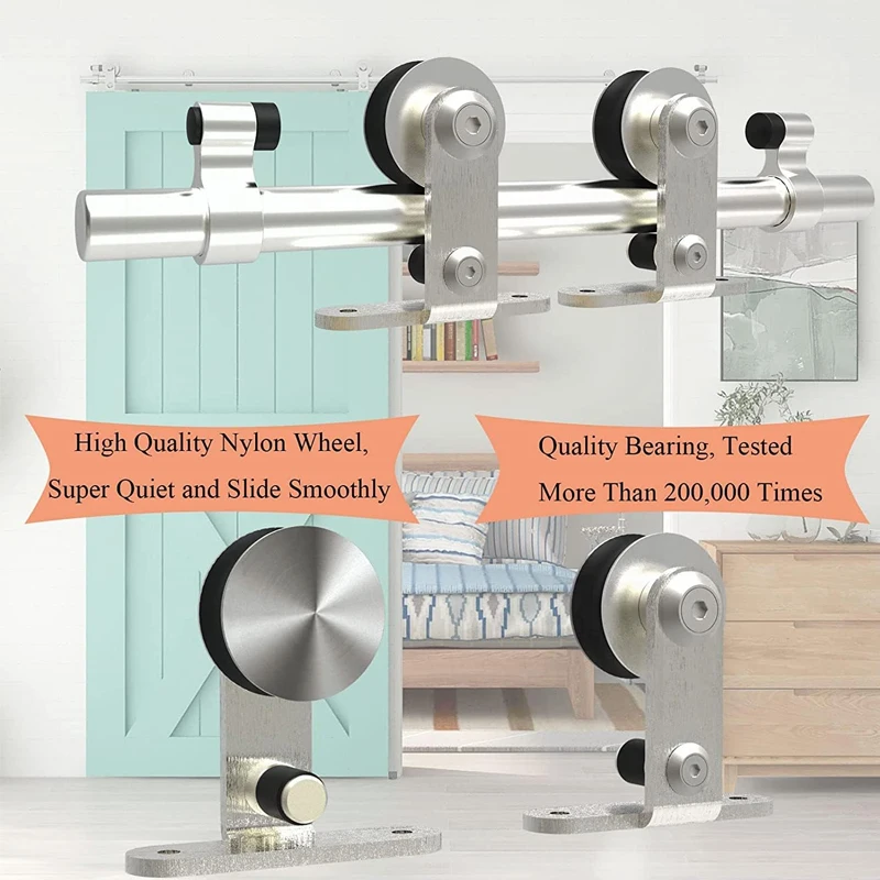 CCJH 4-6.6FTSliding Door Track Kit, Internal Stainless Steel Sliding Barn Wood Door Hardware System for Single