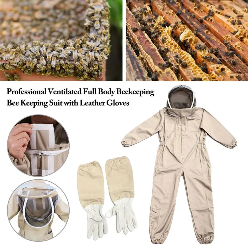 Beekeeping Suit Beekeeping Clothing Size L-XL Protective Ventilated Anti-Bee Suit With Glove