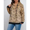 New Plus Size 1XL-5XL Women's Fashionable Long Sleeve Temperament Hooded Tops Ladies Long Sleeved Leopard Print Hooded Top