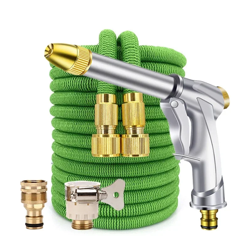 

High-pressure Thickened garden hose Gun set Multimode Sprayer Magic telescopic hose Wash Car soft water pipe Water Pipe Watering