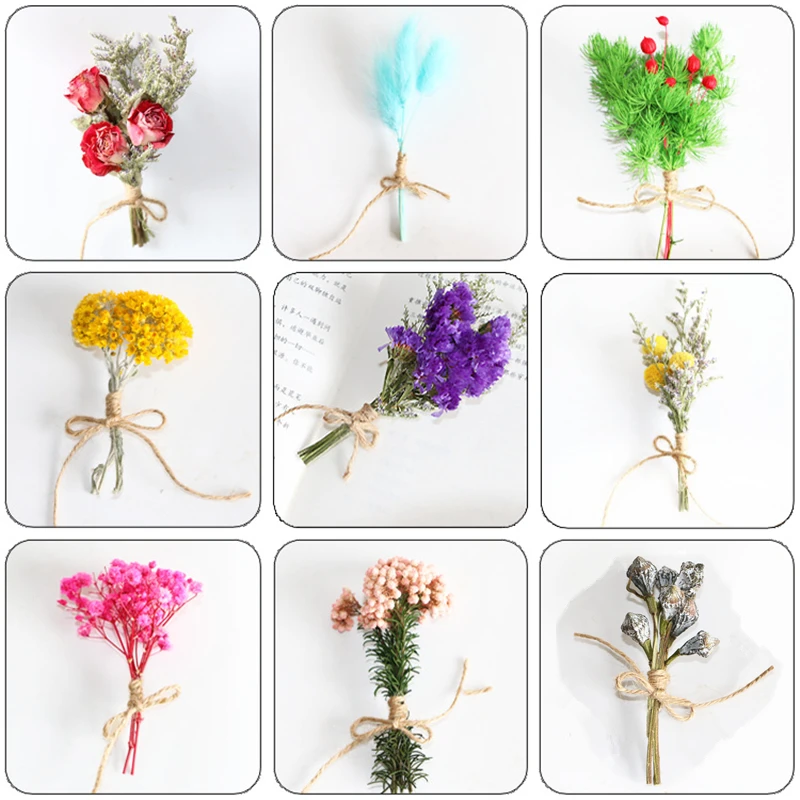 

4PCS Mini Dried Flower Bouquet Pampas Grass Bunny Tails Small Bouquet Arrangement Letterbox Gift Home Wedding Boho Decor