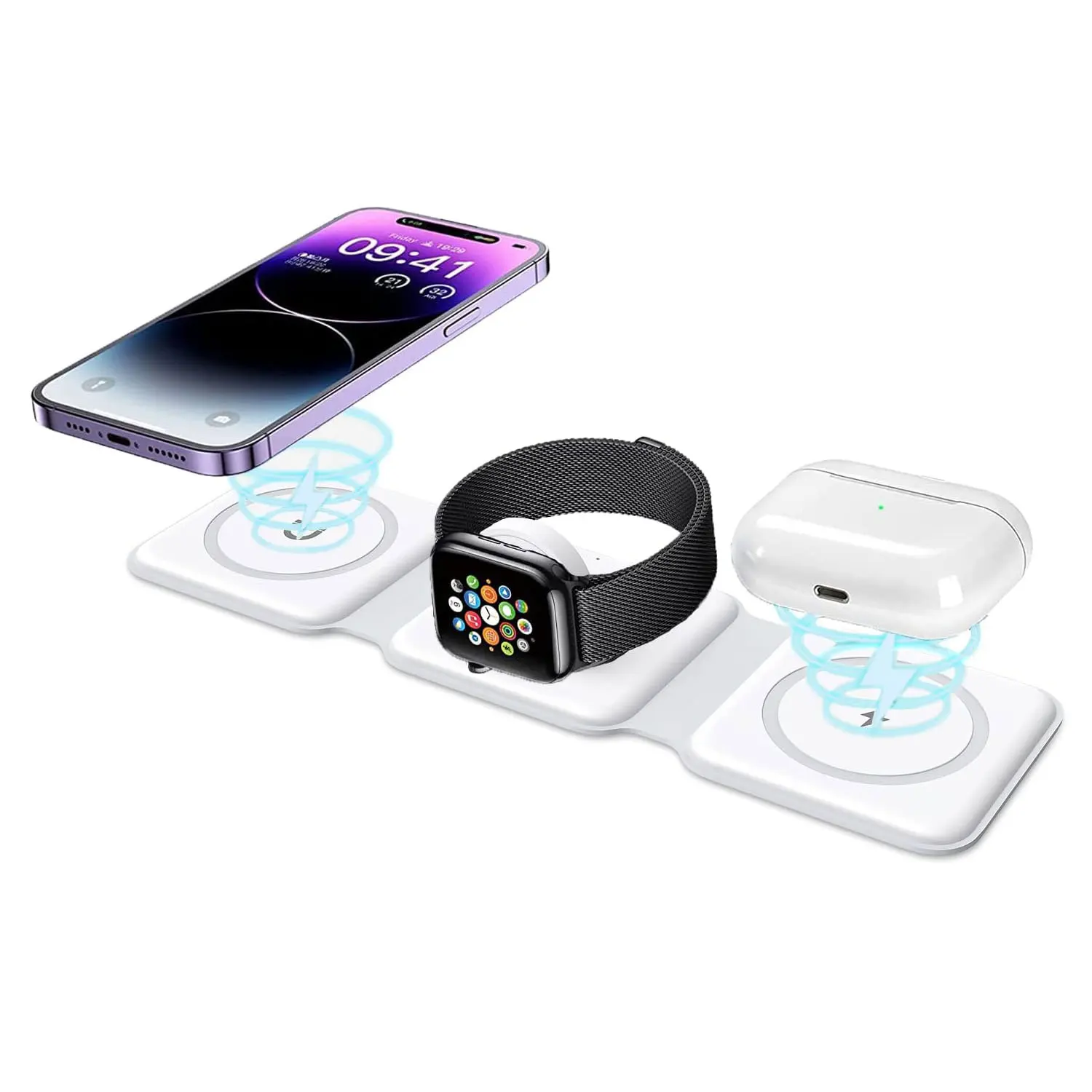 

3 in 1 Foldable Wireless Charger, Magnetic 3 in 1 Charging Station Multiple Devices, Travel for iPhone 15/14/13/AirPods/iWatch