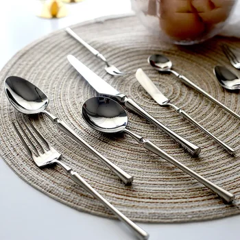 Acciaio inossidabile lucido di alta qualità 18/10 oro nero argento oro rosa bianco stoviglie in stile occidentale coltello da carne cucchiaio da minestra forchetta cucchiaio da caffè adatto per set lavastoviglie 1