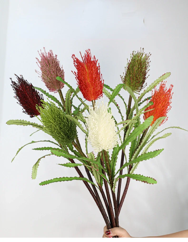 Description Picture 3 of itemArtificial Plants Silk Fake Flowers Auditorium Decor Red Black Stupa Flower Branches Simulation Green Plant Balcony Decoration