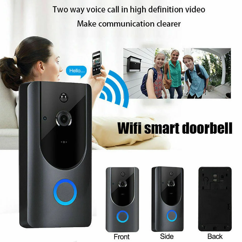 TUYA Wi-fi 비디오 초인종, 무선 스마트 초인종 카메라 양방향 오디오 통화 스마트 홈 보안, 1080P 고화질 야간 시야