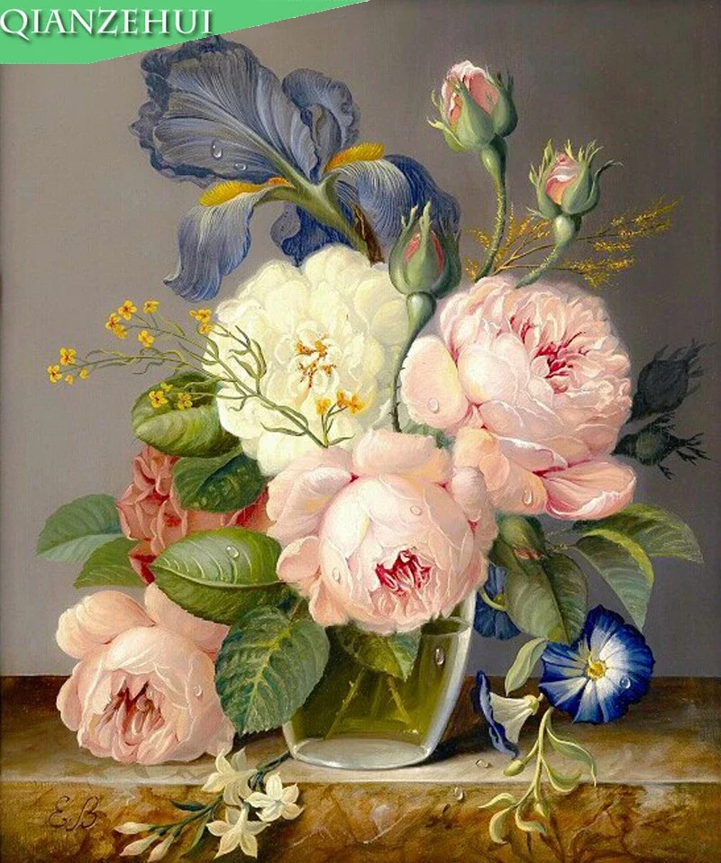 DIY Precision printing Peony flower vase Cross stitch oil Painting For Embroidery kits Cross-Stitching cross stitch kit