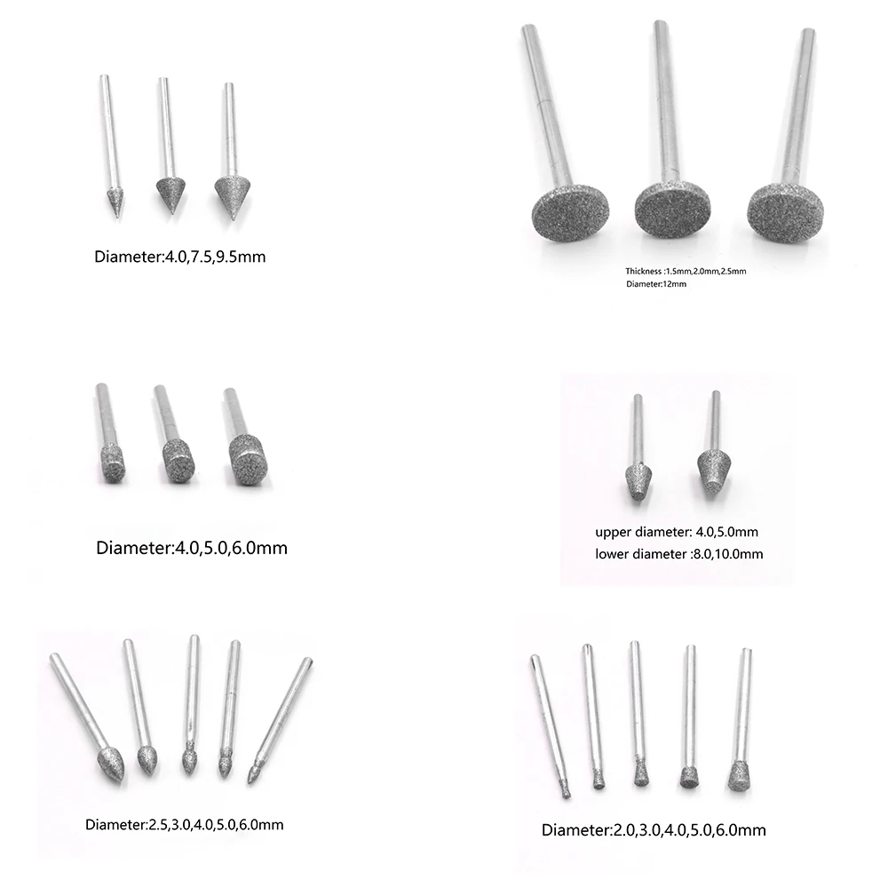 다이아몬드 연마 헤드 그라인딩 비트 버 세트, 드레멜 액세서리, 회전 도구용 조각 옥, 50 개