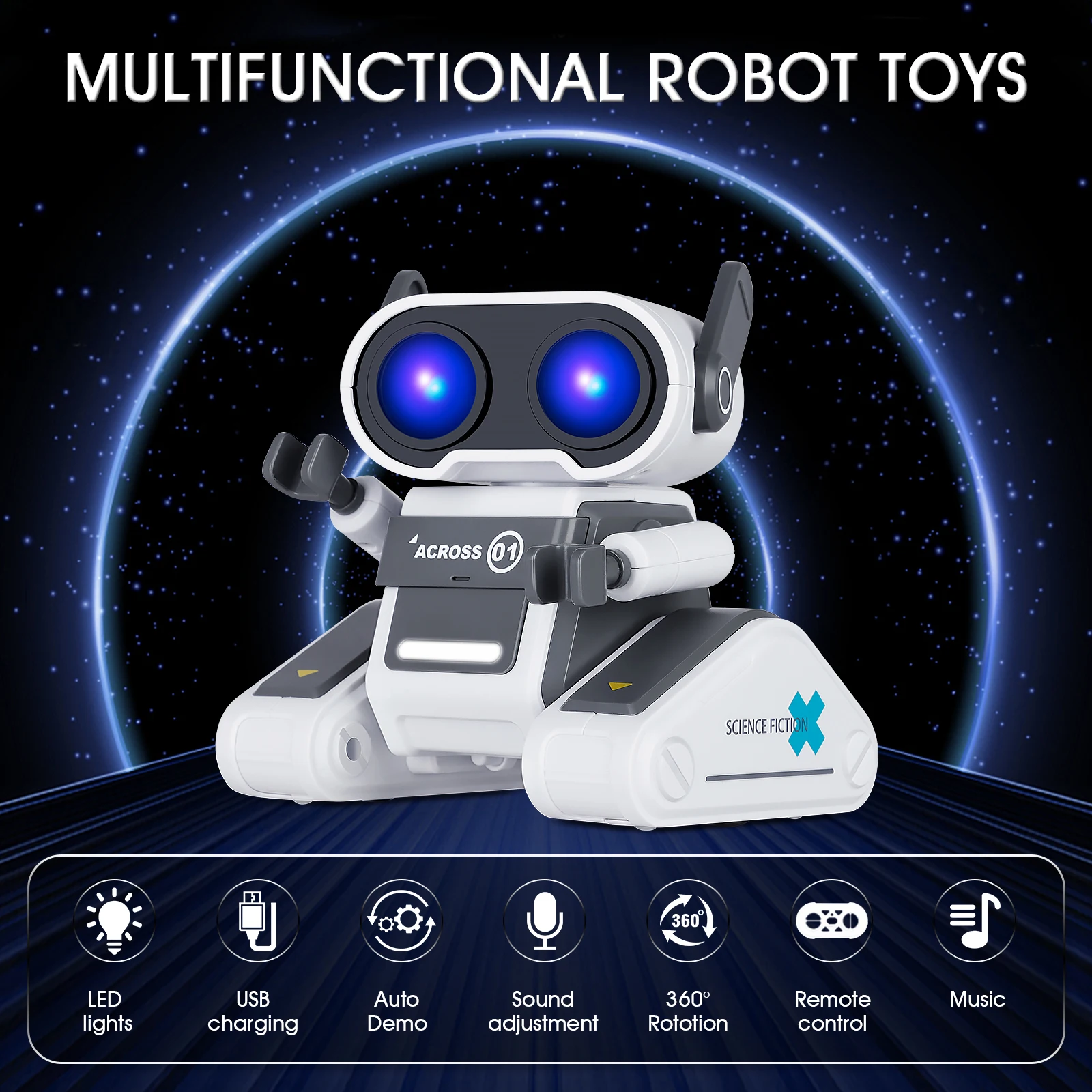 Robot Toys Kids Remote Control Toys with Music RC Early Education Gesture Sensing DIY Music Dance LED Eyes Boys Girls Gifts 3